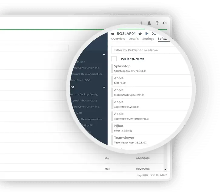 Inventario del software di gestione dei Mac