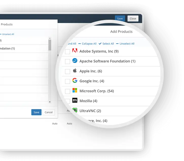 Screenshot dello zoom sul patching di terze parti dal software di patch management