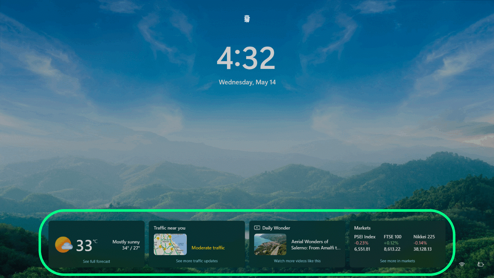 Aplicación El tiempo y más en la pantalla de bloqueo de Windows