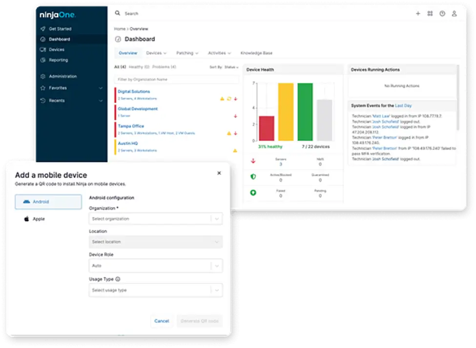 image1 An image of the NinjaOne dashboard for the page MDM Endpoint