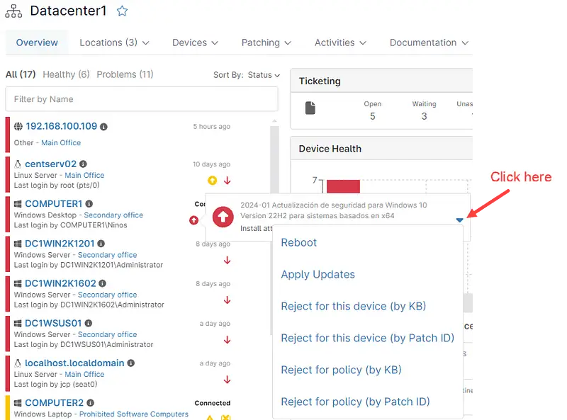 Ein Bildschirmfoto mit allen Informationen zu den Warnungen