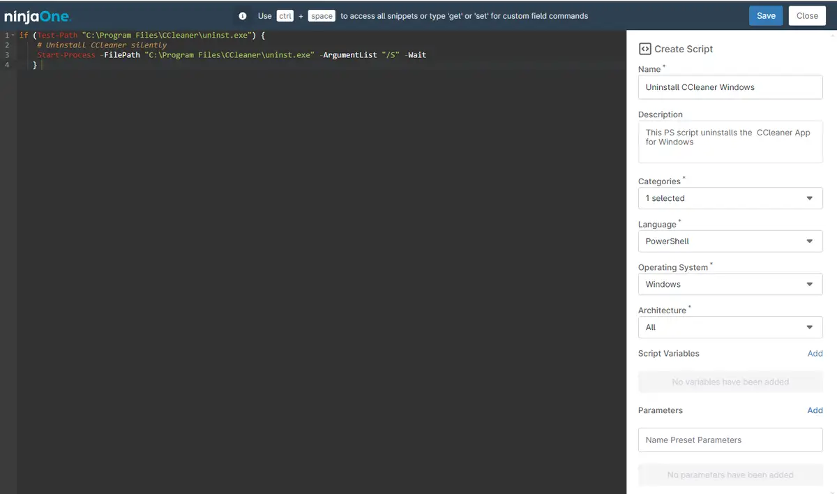 Captura de pantalla del software CCleaner