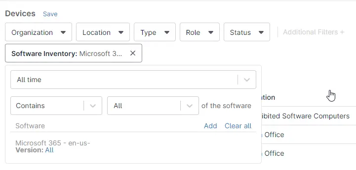 Captura de pantalla del proceso de creación de grupos de software