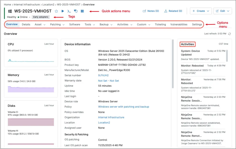 Ver más detalles de la información del dispositivo