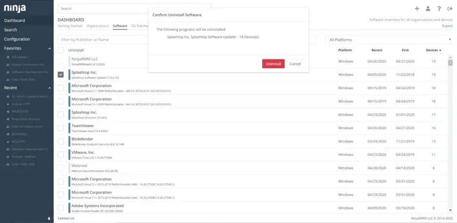 remoção de software com rmm