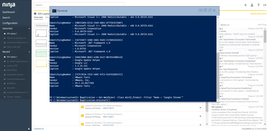 desinstalação de software com o powershell
