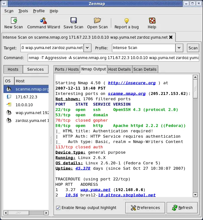 software de código aberto nmap