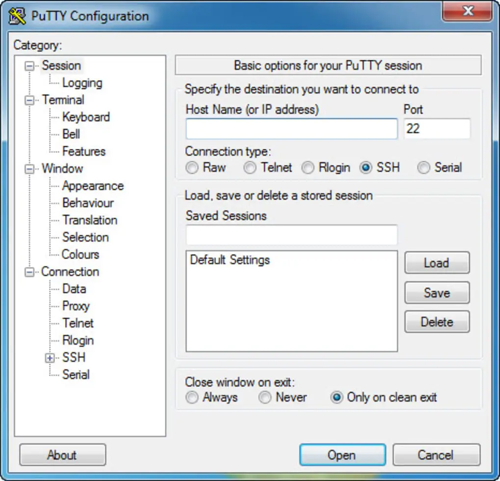 software de código aberto putty