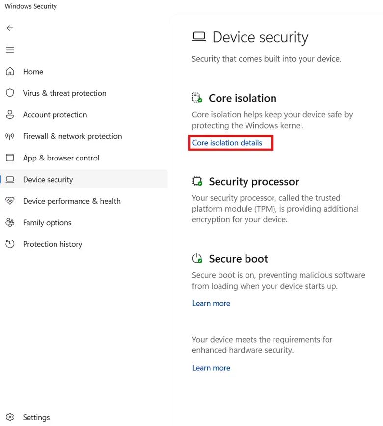 Detalles del aislamiento del núcleo con seguridad basada en virtualización