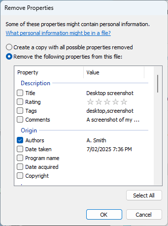 Remove properties