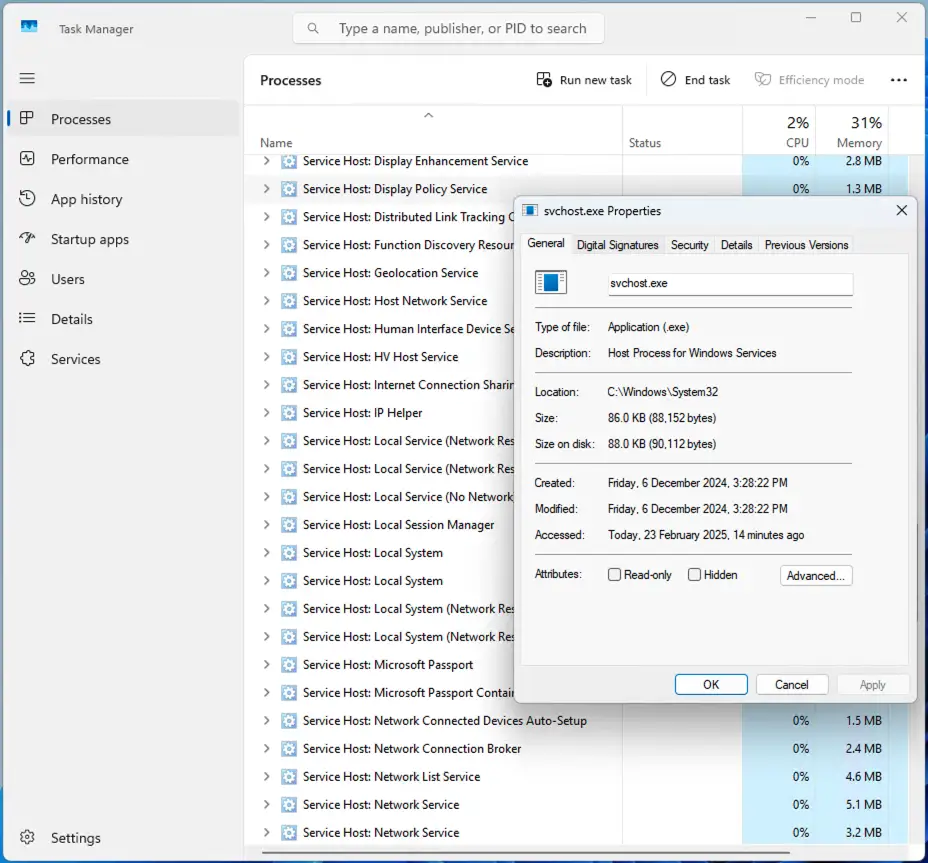 Windows task manager