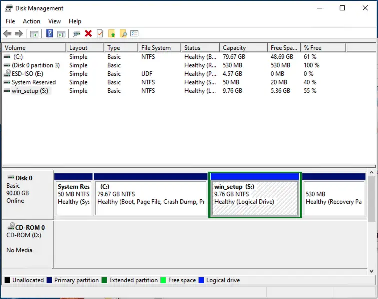 Créer une nouvelle partition pour les fichiers d'installation de Windows et les pilotes