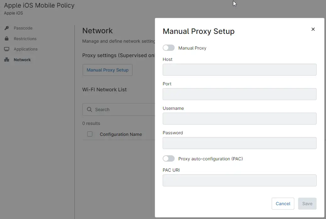 Manual Proxy Setup