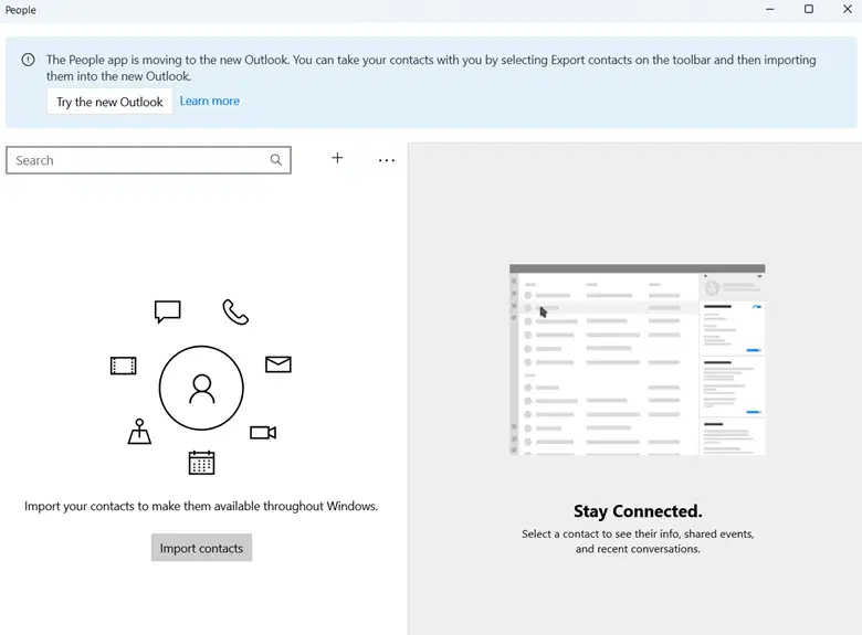 Paramètres de l'application Contacts