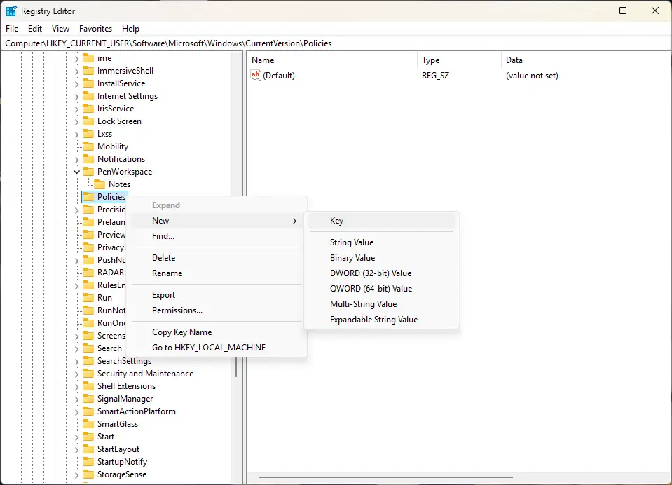 Registry editor dialog box