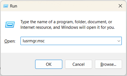 Cuadro de diálogo Ejecutar: escribe " lusrmgr.msc" y pulsa Intro