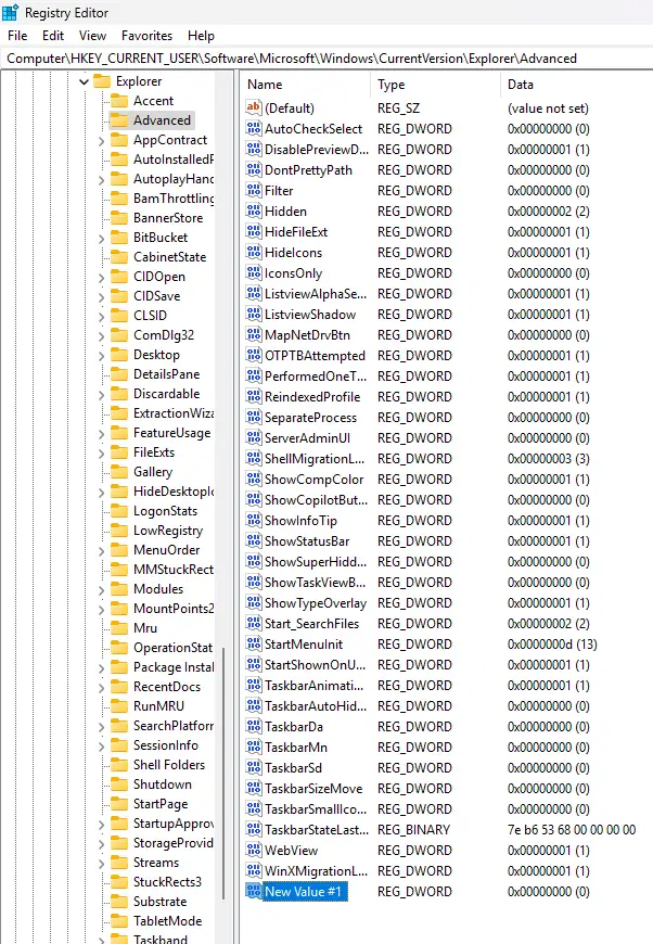 Registry Editor Window