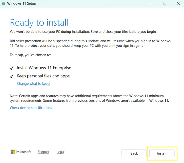 Instalador de Windows 11 listo para instalar