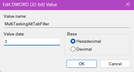 Editar la información del valor DWORD (32 bits)