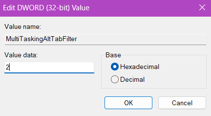 Editar el valor DWORD (32 bits)