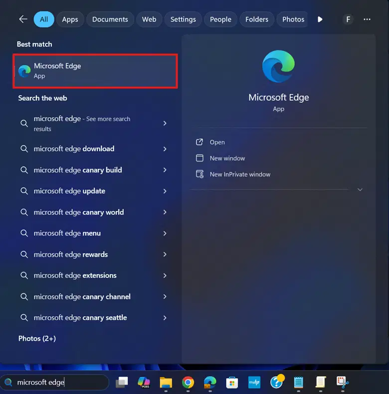 Open Microsoft Edge