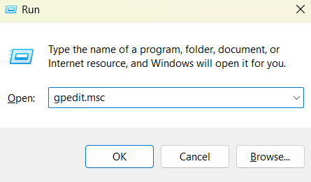 Open Run and type gpedit.msc