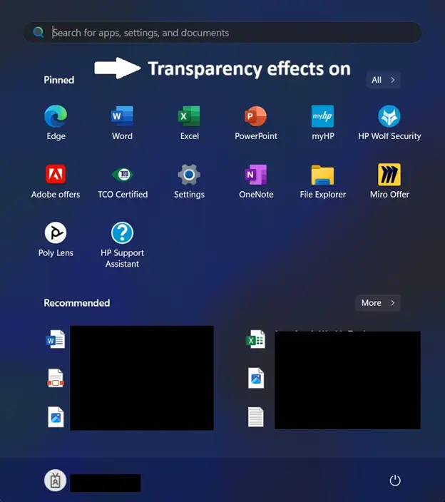 Transparency effects on