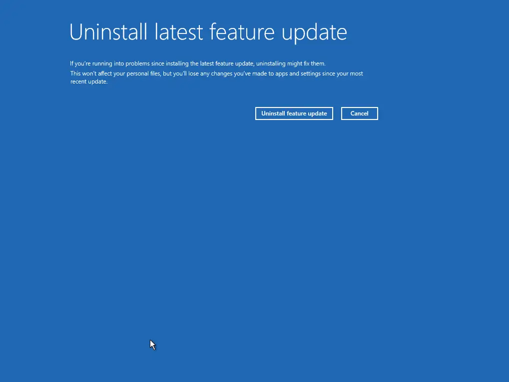 Uninstall latest feature update