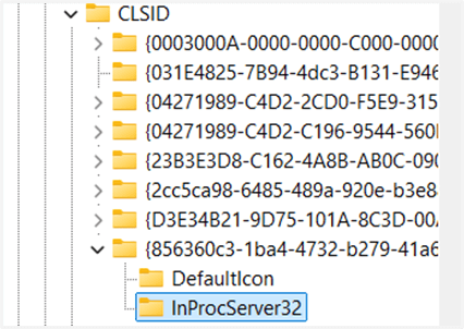Crear la subclave InProcServer32