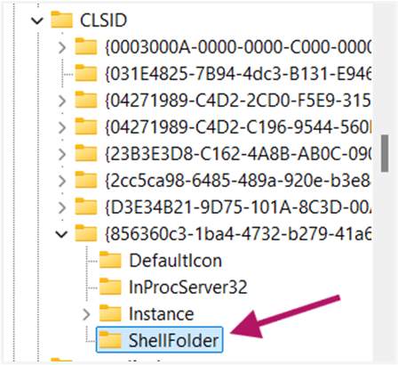 Añadir la configuración de ShellFolder