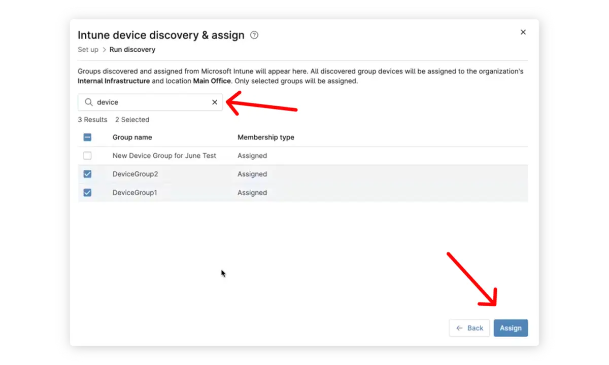 Captura de pantalla de la integración con Microsoft Intune