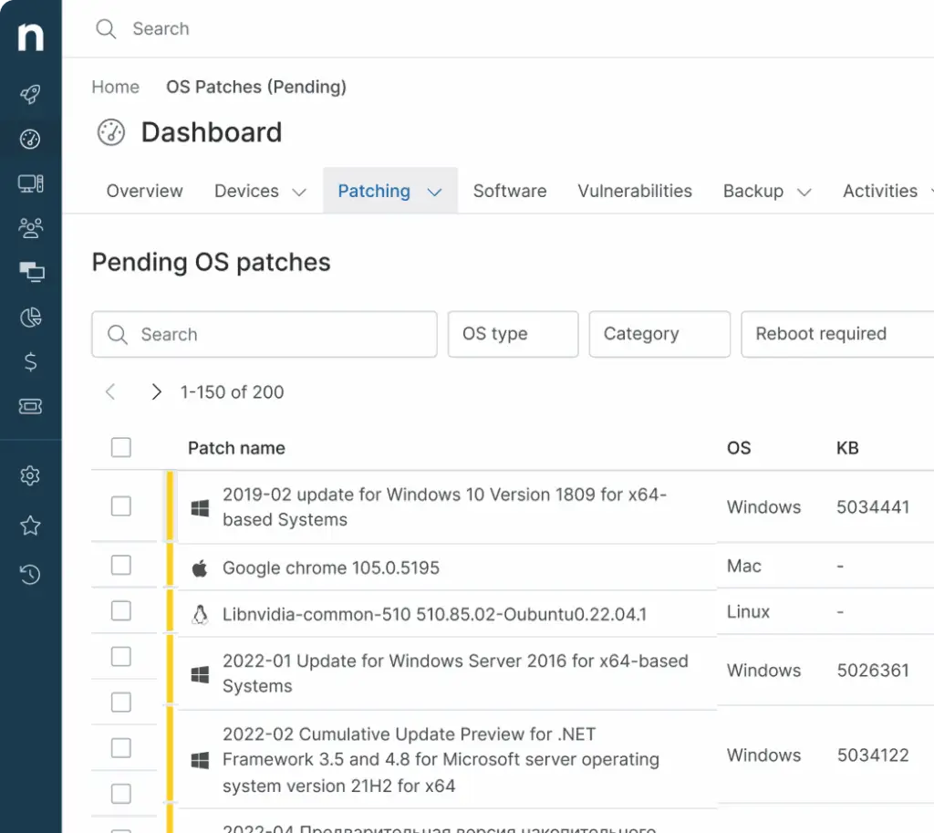 NinjaOne Autonomous Patch Management dashboard screenshot