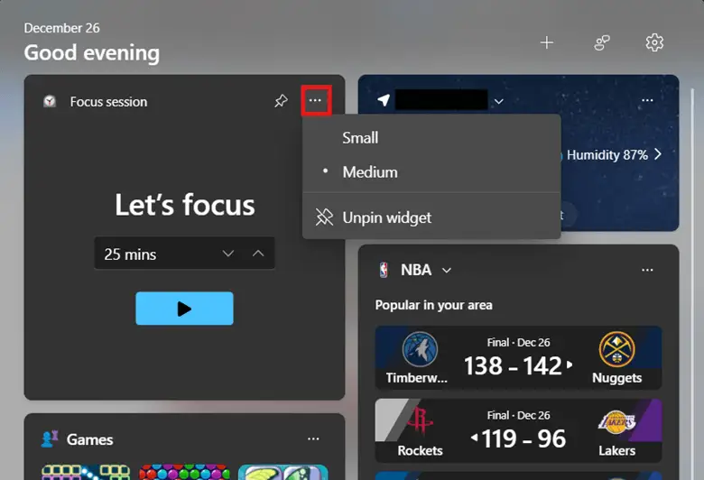 Customize widget size