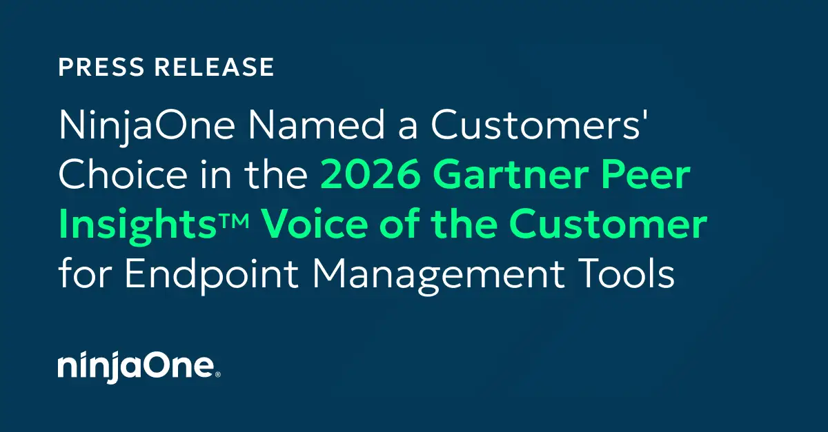 NinjaOne è stata nominata “Customers’ Choice” nell’edizione 2026 del report “Voice of the Customer” di Gartner Peer Insights dedicato agli strumenti di gestione degli endpoint